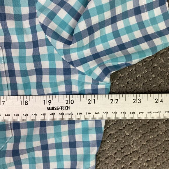 Mizzen + Main Shirt Men's Medium Trim Fit Blue Turquoise Leeward Short Sleeve - Picture 10 of 11